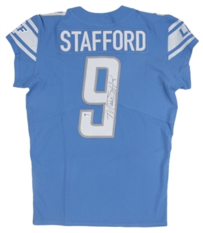 2018 Matthew Stafford Game Used & Signed Detroit Lions Home Jersey Photo Matched To 2 Games (MeiGray & Beckett)